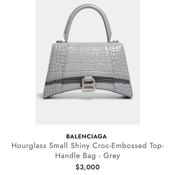 Balenciaga Handbags - Balenciaga hourglass  Gray crocodrile Elegant Shoulder Bag small crossbody